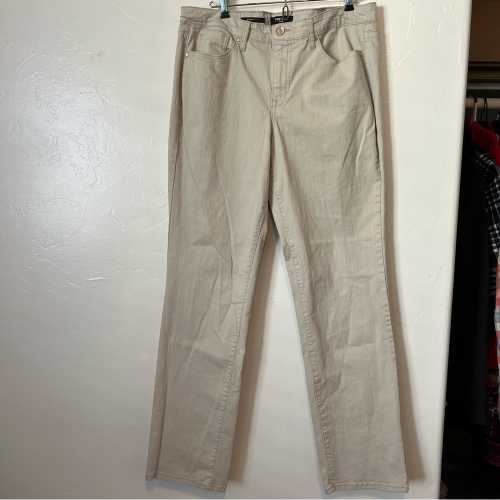 Nine West Straight Jeans Womens Size 16 Light Beige Denim bling on pockets